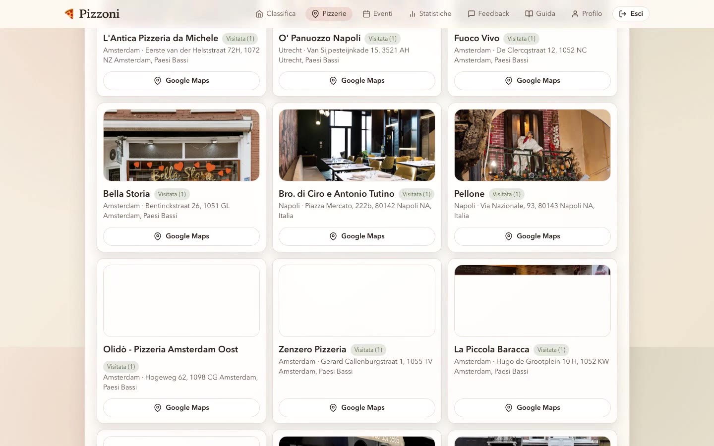 Directory of venues with photos and links to their location